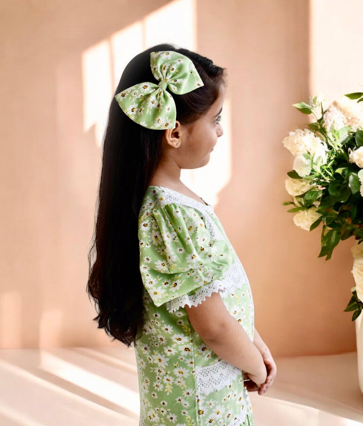Manufactured by FAYON KIDS (Noida, U.P) Green Floral Printed Dress