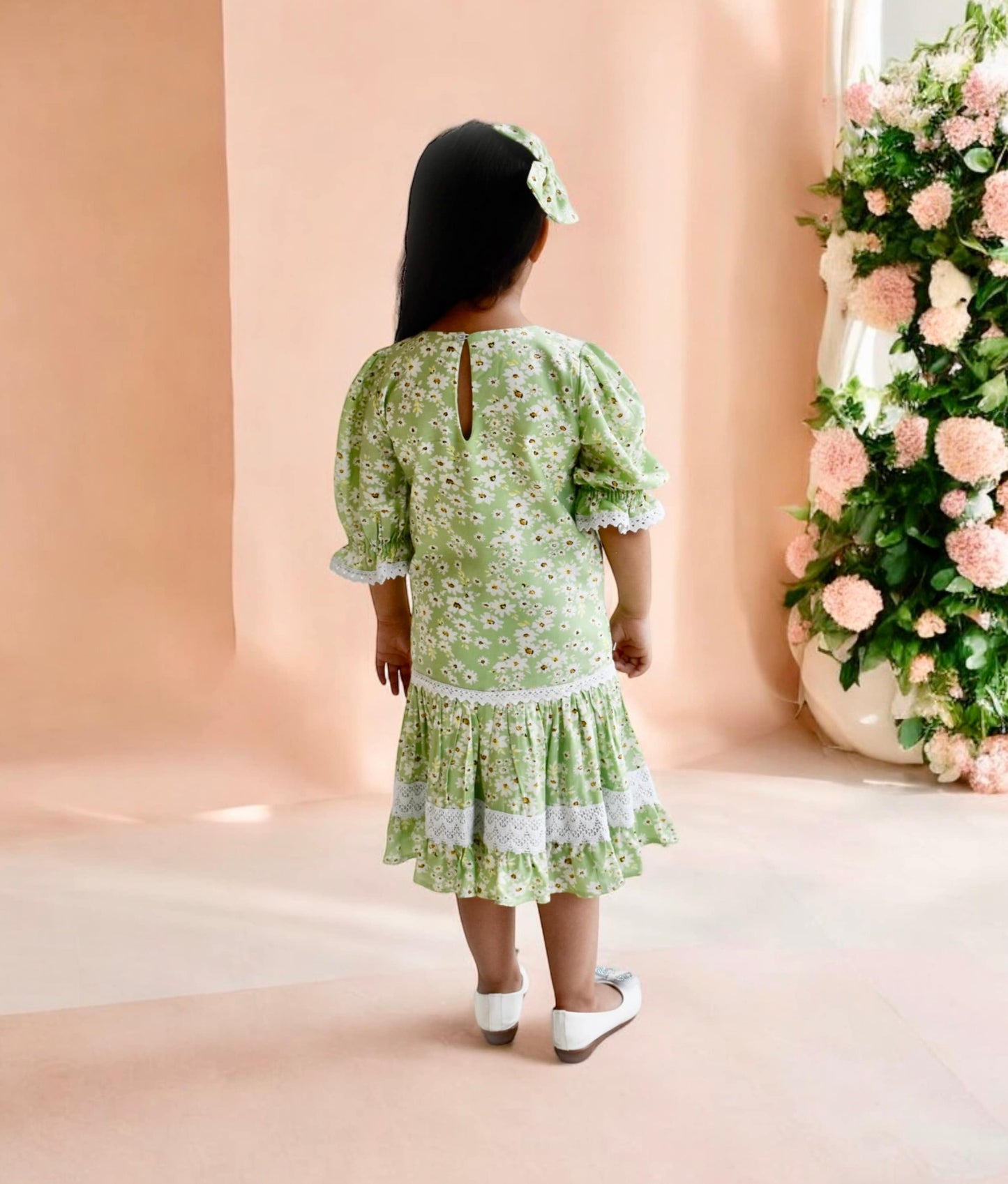 Manufactured by FAYON KIDS (Noida, U.P) Green Floral Printed Dress