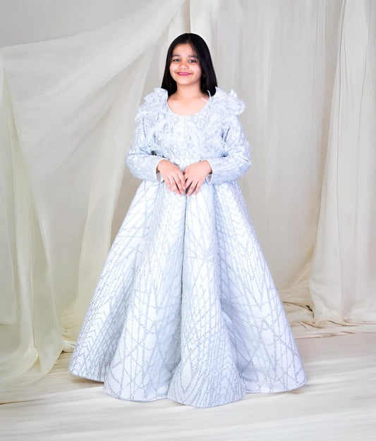 Manufactured by FAYON KIDS (Noida, U.P) Grey Sequins Embroidered Gown