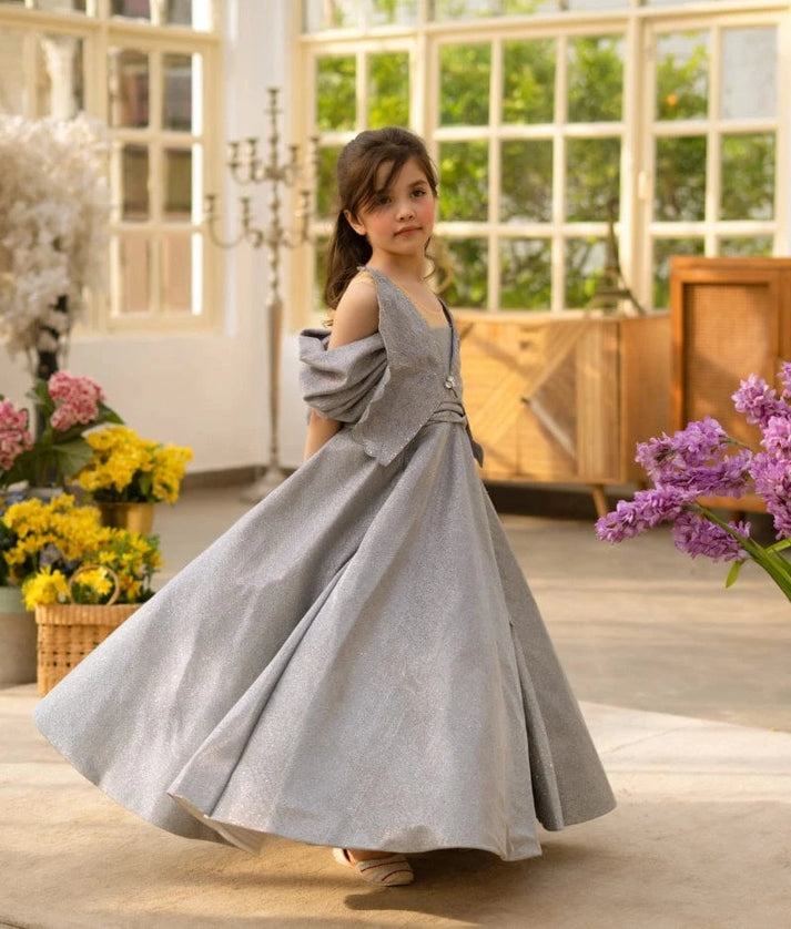 Grey Shimmer Party Gown