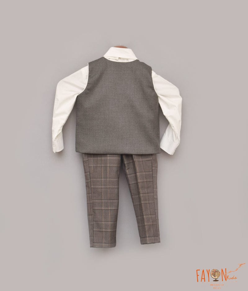 Manufactured by FAYON KIDS (Noida, U.P) Grey Waist Coat Set for Boys