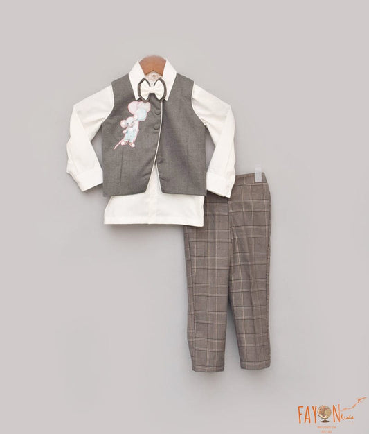 Manufactured by FAYON KIDS (Noida, U.P) Grey Waist Coat Set for Boys
