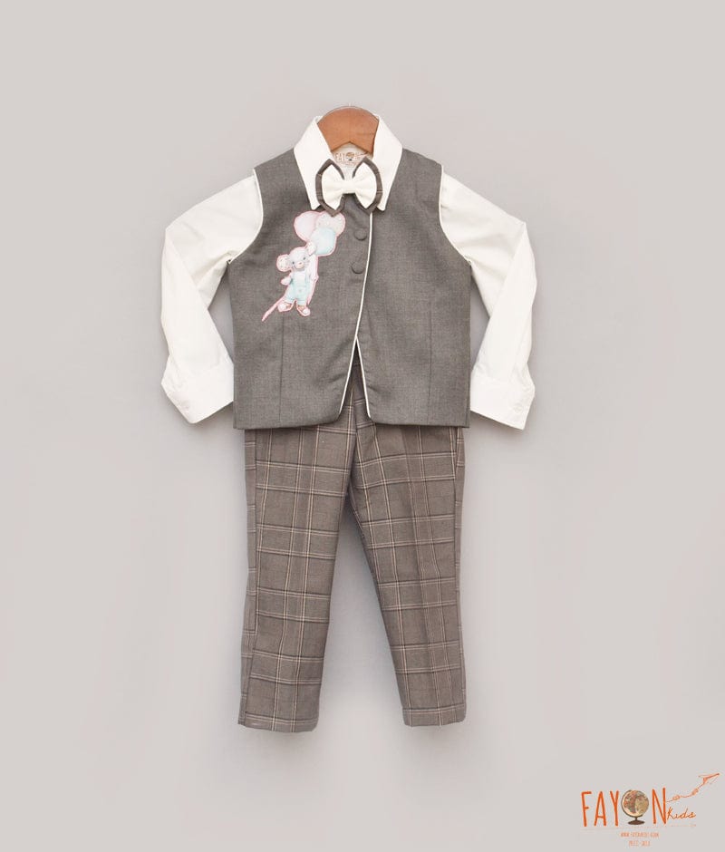 Manufactured by FAYON KIDS (Noida, U.P) Grey Waist Coat Set for Boys