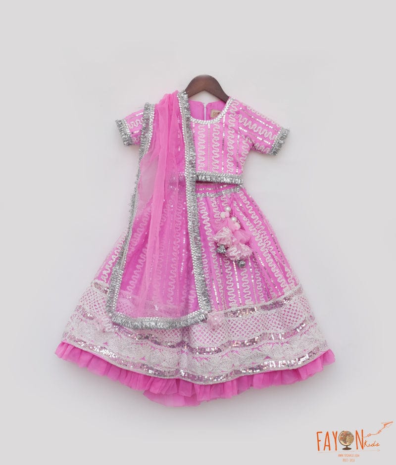 Manufactured by FAYON KIDS (Noida, U.P) Hot Pink Embroidered Lehenga Choli for Girls