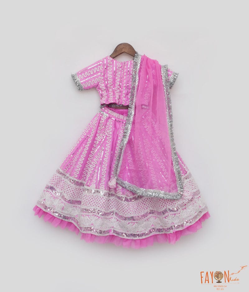 Manufactured by FAYON KIDS (Noida, U.P) Hot Pink Embroidered Lehenga Choli for Girls