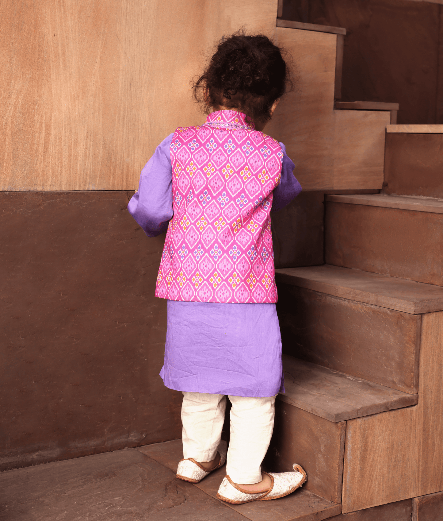 Manufactured by FAYON KIDS (Noida, U.P) Ikkat Print Nehru Jacket Set