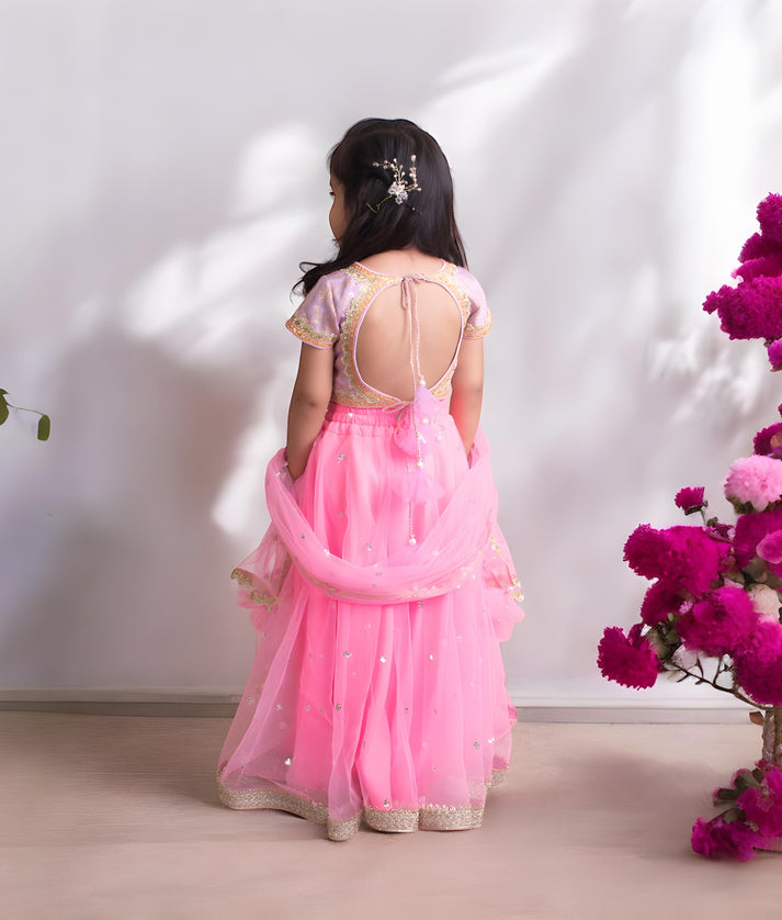 Manufactured by FAYON KIDS (Noida, U.P) Lilac Brocade Choli with Lehenga