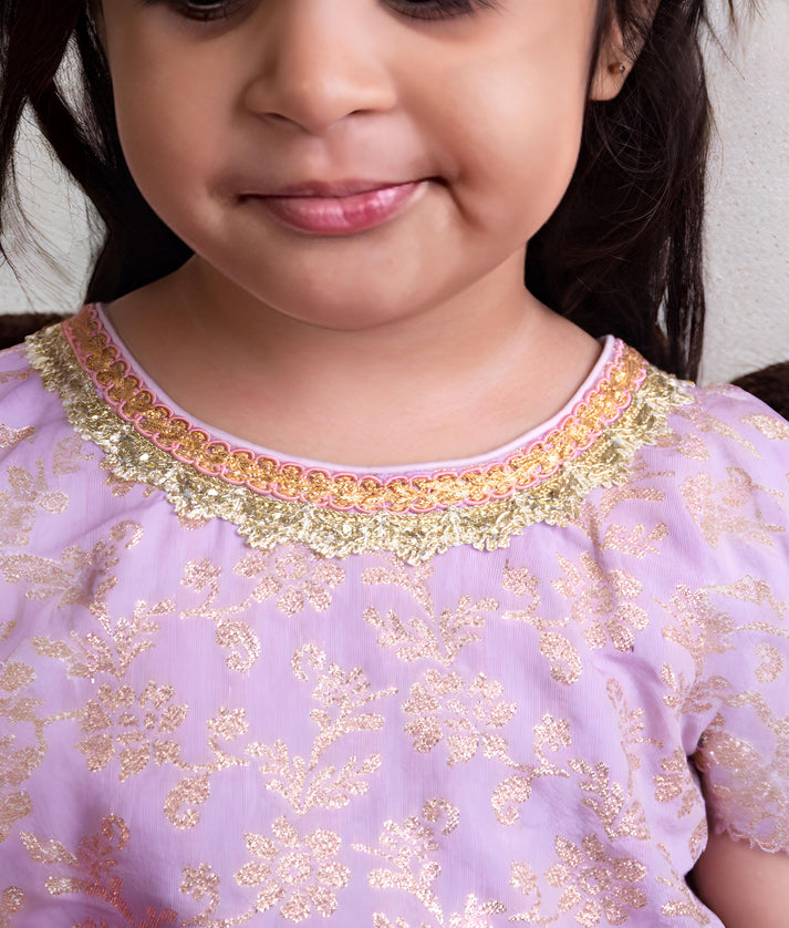 Manufactured by FAYON KIDS (Noida, U.P) Lilac Brocade Choli with Lehenga