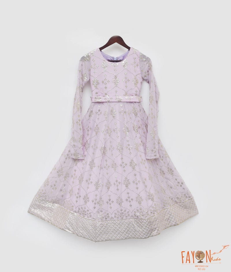 Manufactured by FAYON KIDS (Noida, U.P) Lilac Embroidered Anarkali for Girls