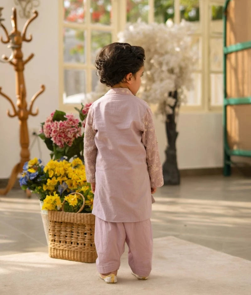 Manufactured by FAYON KIDS (Noida, U.P) Lilac Embroidered Kurta Set