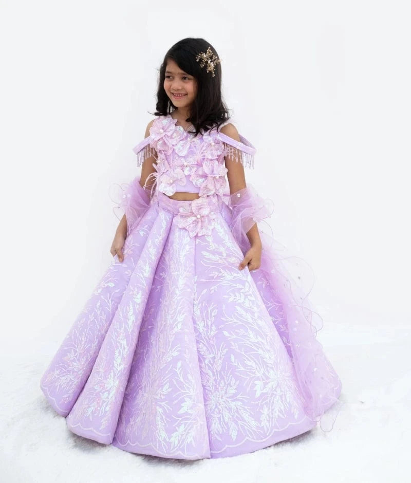 Lilac Embroidered Lehenga Set