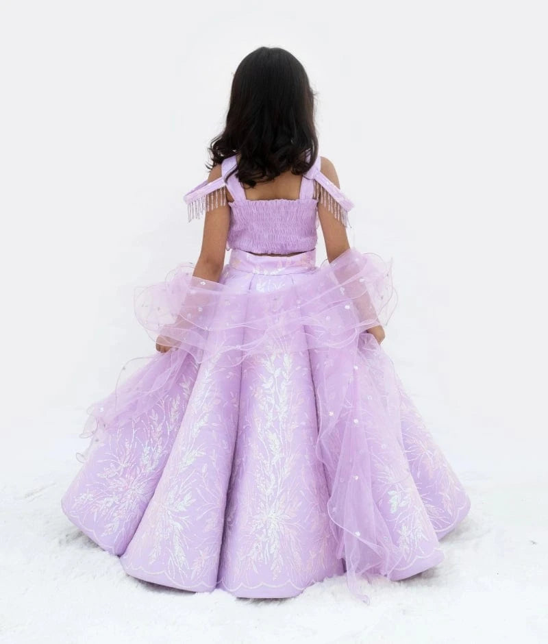 Lilac Embroidered Lehenga Set