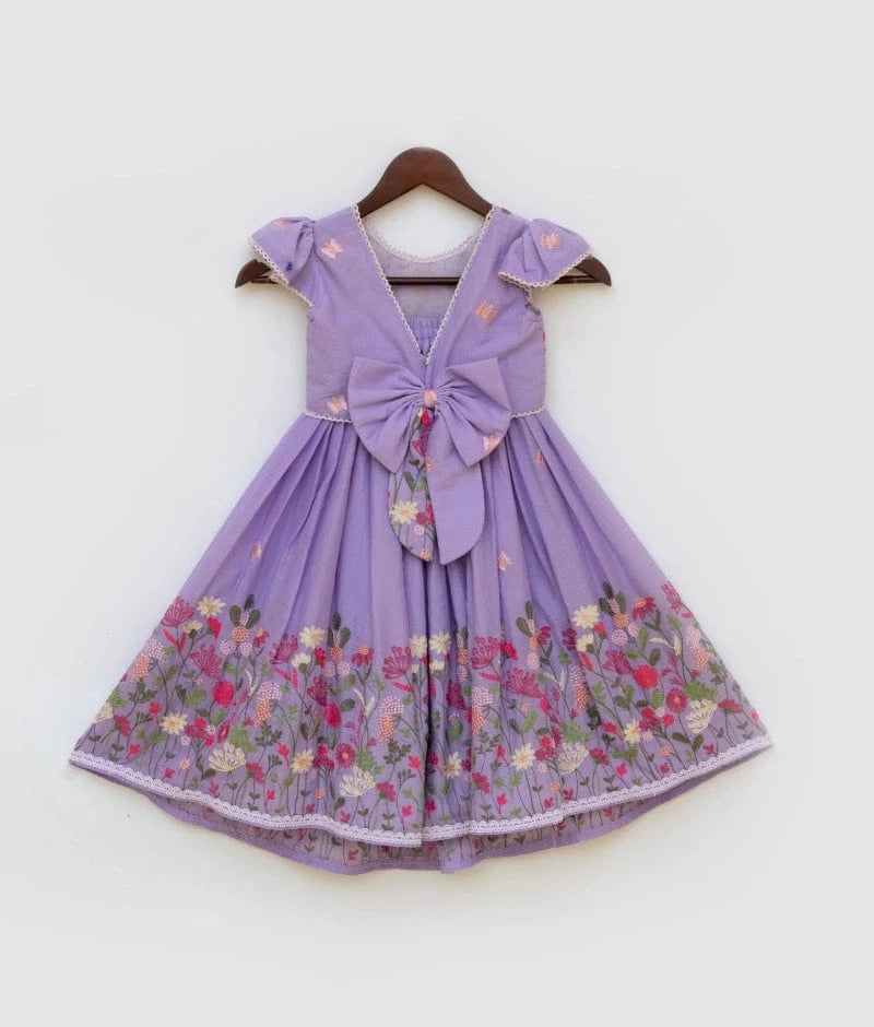 Manufactured by FAYON KIDS (Noida, U.P) Lilac Embroidered Lehenga with Choli Set