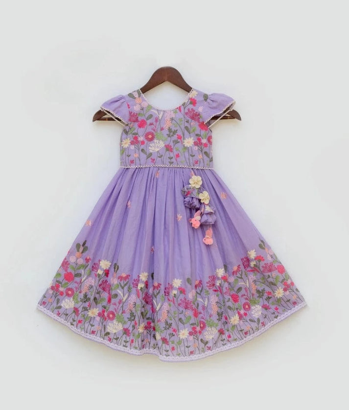 Manufactured by FAYON KIDS (Noida, U.P) Lilac Embroidered Lehenga with Choli Set