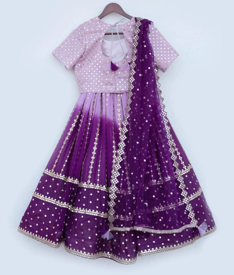 Manufactured by FAYON KIDS (Noida, U.P) Lilac Faux Mirror Lehenga Choli Set