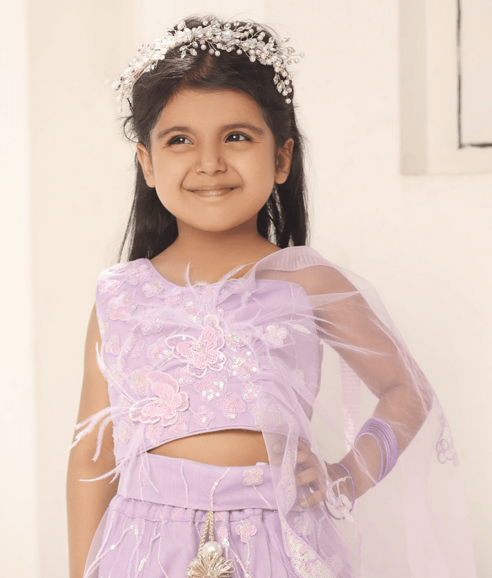 Manufactured by FAYON KIDS (Noida, U.P) Lilac Lehenga Set