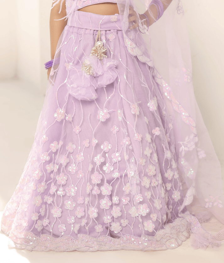 Manufactured by FAYON KIDS (Noida, U.P) Lilac Lehenga Set