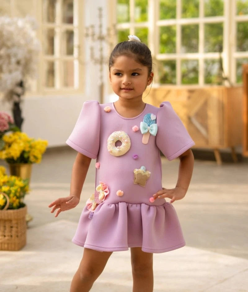 Manufactured by FAYON KIDS (Noida, U.P) Lilac Neoprene Party Dress