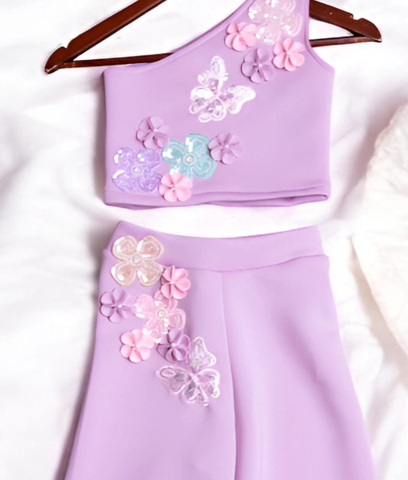 Manufactured by FAYON KIDS (Noida, U.P) Lilac One-Shoulder Crop Top with Pant