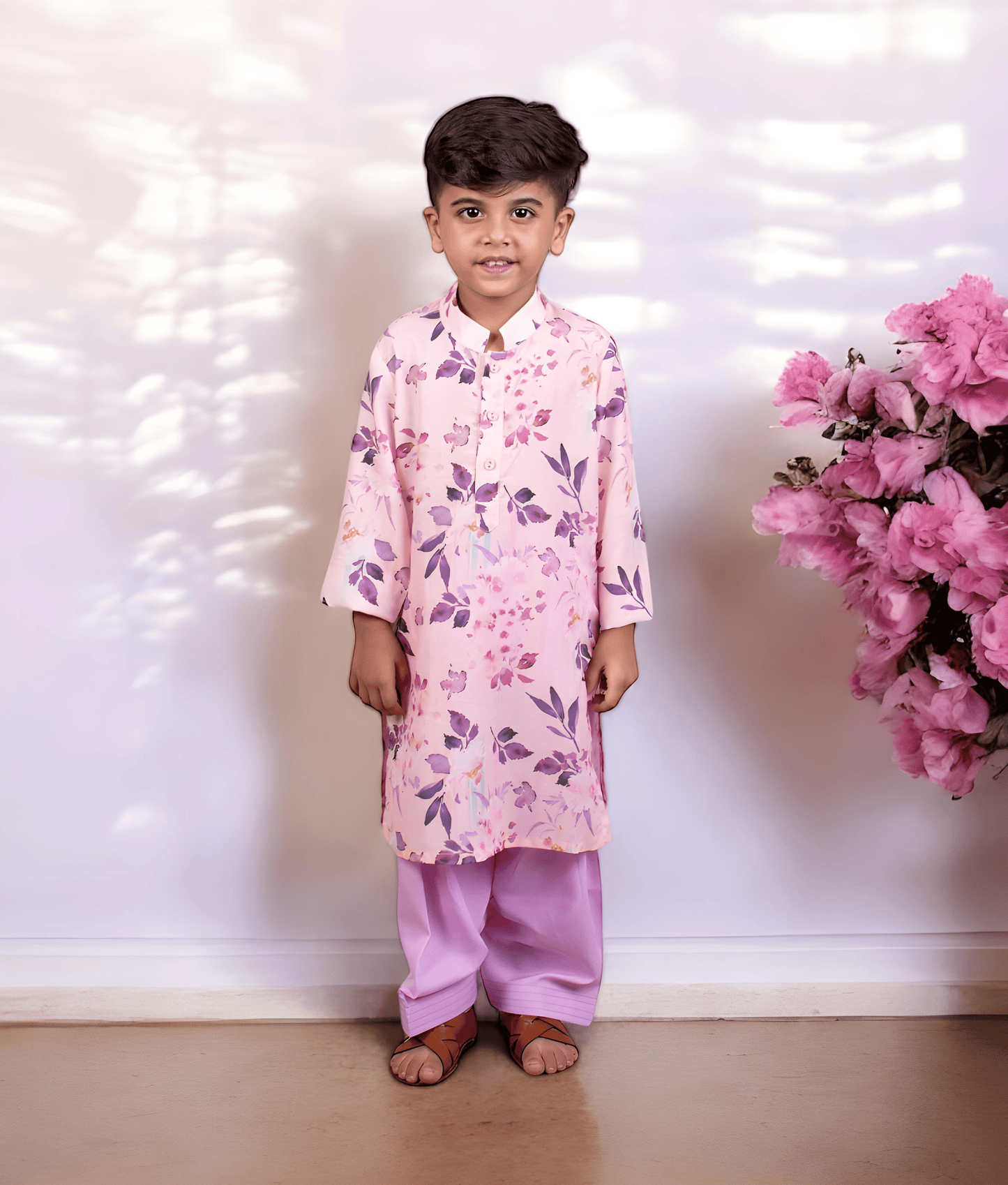 Manufactured by FAYON KIDS (Noida, U.P) Lilac Printed Kurta with Lilac Salwar for Boys