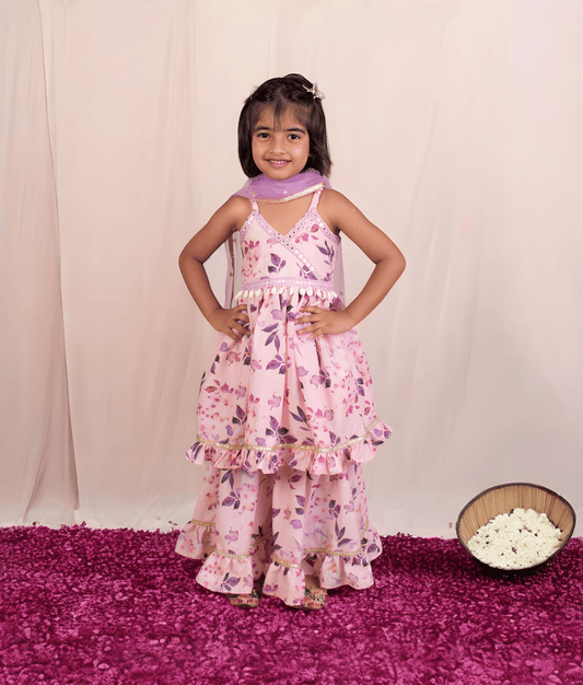 Manufactured by FAYON KIDS (Noida, U.P) Lilac Printed Kurti Sharara with Dupatta for Girls