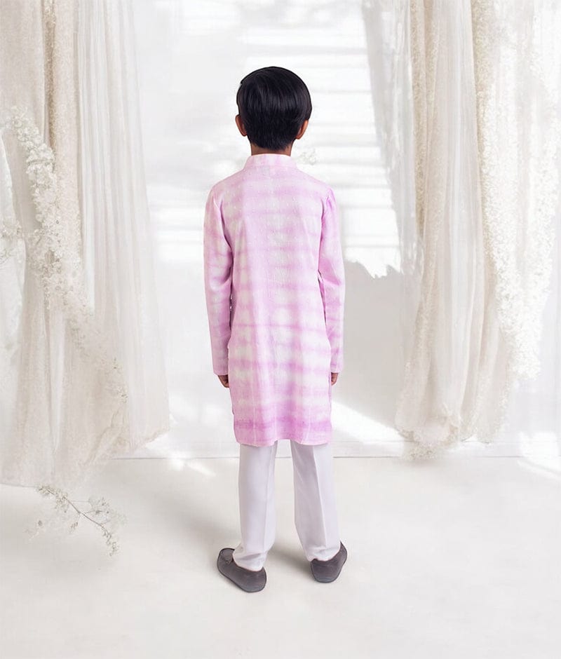 Manufactured by FAYON KIDS (Noida, U.P) Lilac Tie & Dye attached Jacket with Kurta and Pant