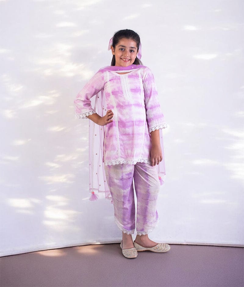 Manufactured by FAYON KIDS (Noida, U.P) Lilac Tie & Dye Kurti with Pant