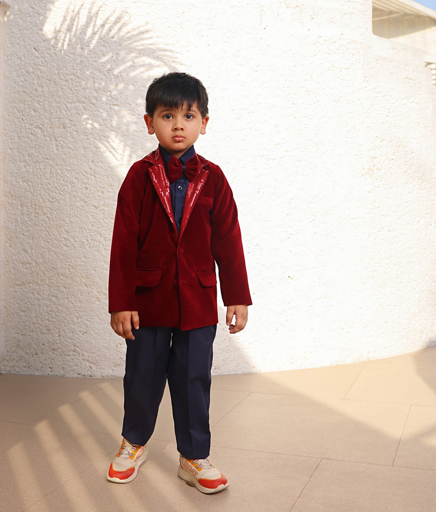 Maroon Velvet Coat and Shirt Pant for Boys