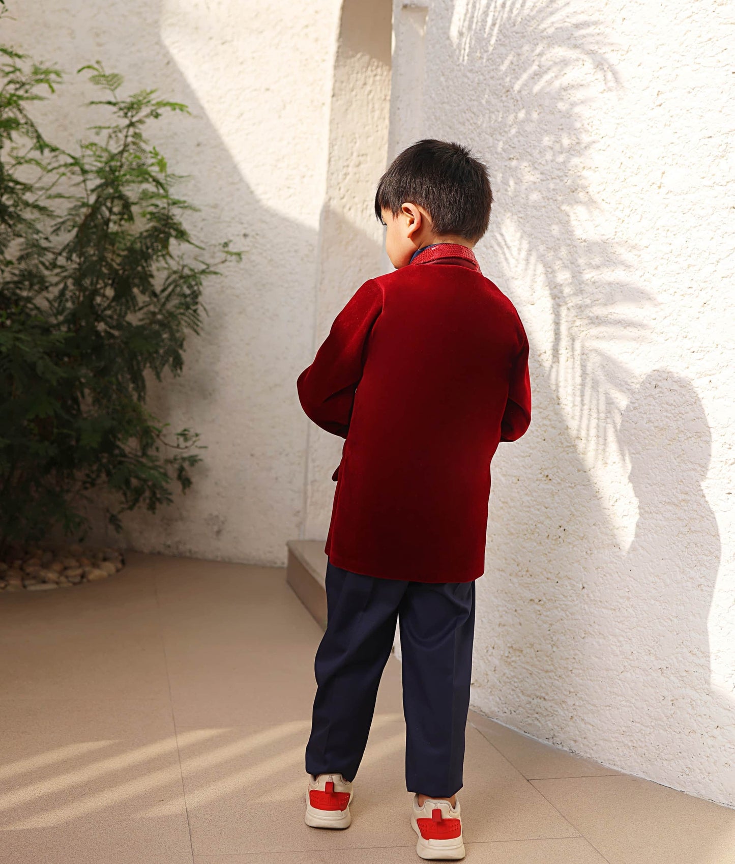 Maroon Velvet Coat and Shirt Pant for Boys