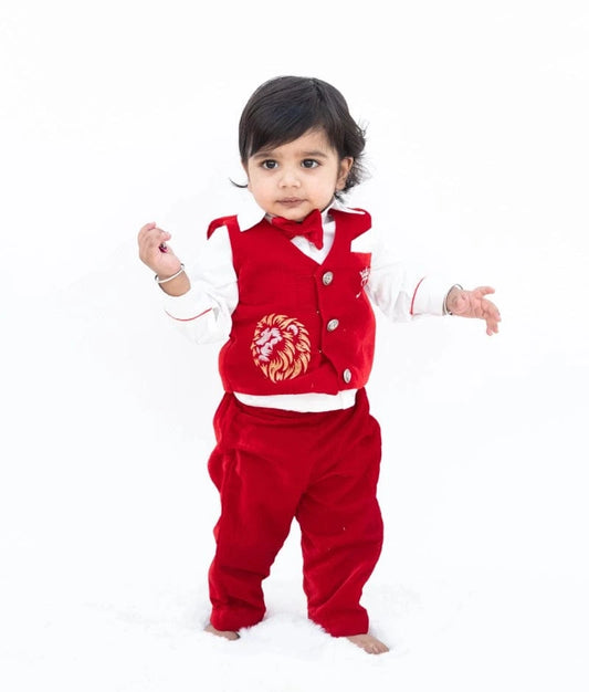 Manufactured by FAYON KIDS (Noida, U.P) Maroon Velvet Waistcoat Set