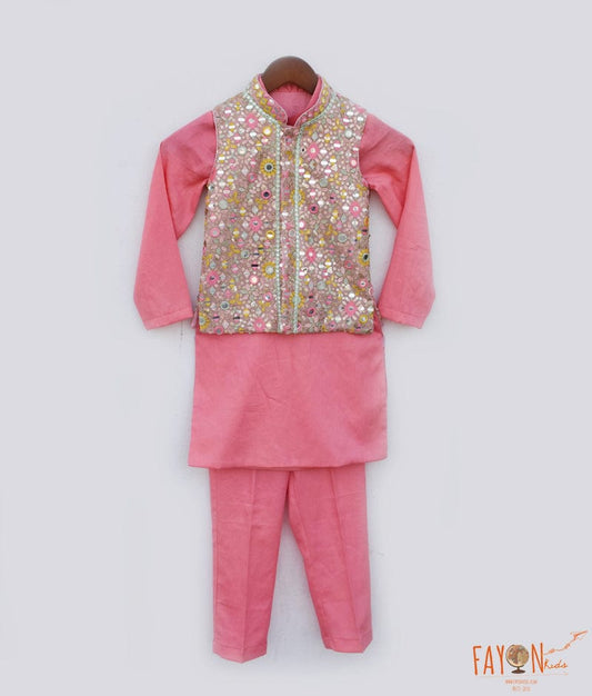 Mirror Embroidered Jacket with Kurta and Pant