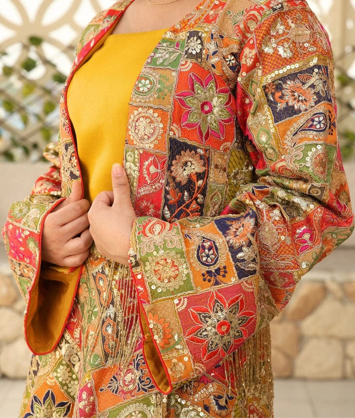 Manufactured by FAYON KIDS (Noida, U.P) Multi Coloured Embroidered Crop Top Skirt