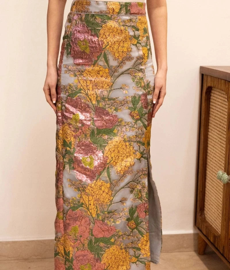 Manufactured by FAYON KIDS (Noida, U.P) Multicolour Floral Foil Print Skirt