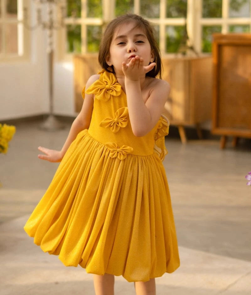 Mustard Yellow Shimmer Frock