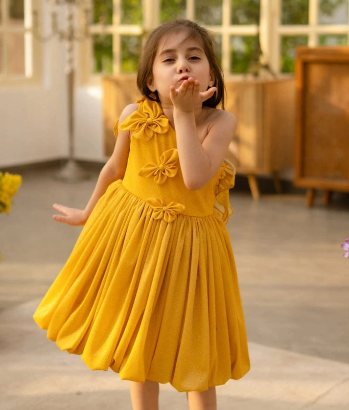 Mustard Yellow Shimmer Frock