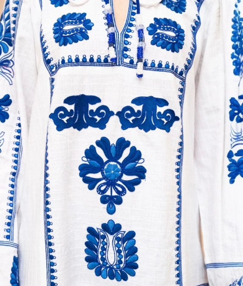 Manufactured by FAYON KIDS (Noida, U.P) Ocean Breeze Chic: Blue Embroidered Dress