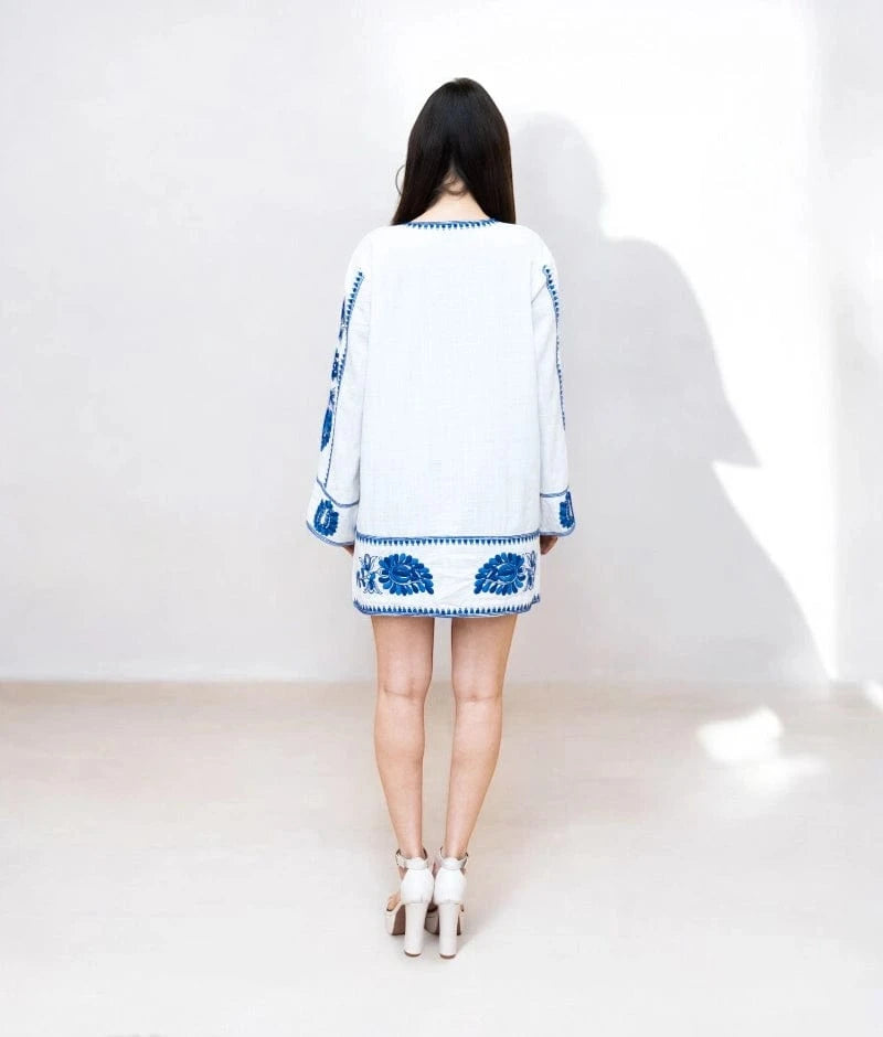 Manufactured by FAYON KIDS (Noida, U.P) Ocean Breeze Chic: Blue Embroidered Dress