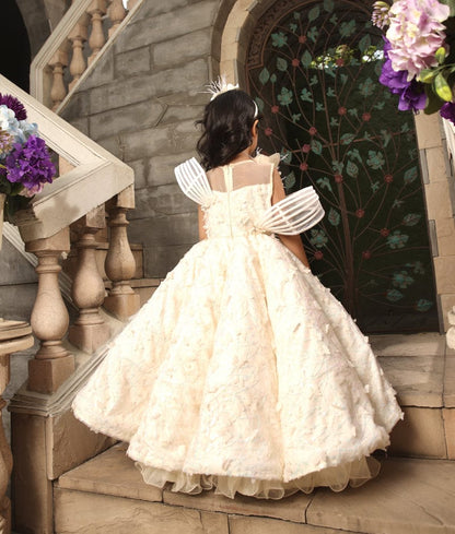 Manufactured by FAYON KIDS (Noida, U.P) Off white Butterfly Gown for Girls