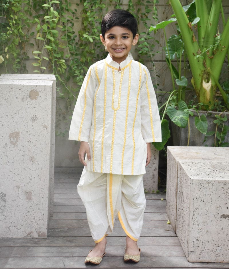 Manufactured by FAYON KIDS (Noida, U.P) Off white Kurta with Dhoti