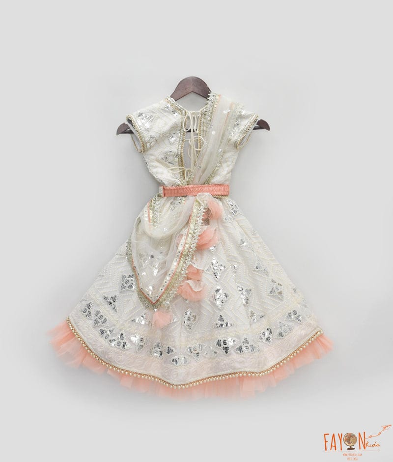 Pink Frilled Gota Lehenga for Girls