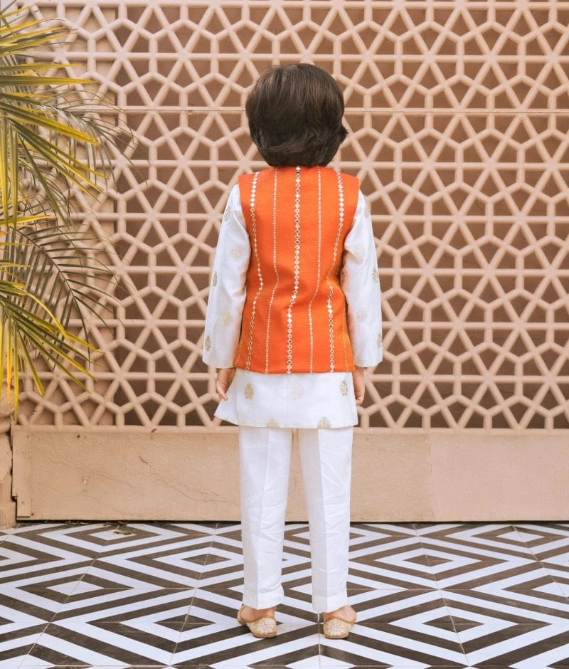 Orange Faux Mirror Jacket Set