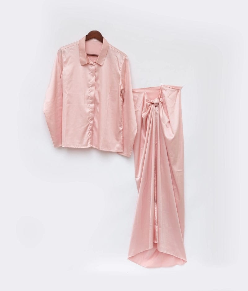 Manufactured by FAYON KIDS (Noida, U.P) Peach Crepe Shirt with Tie-Knot Dhoti