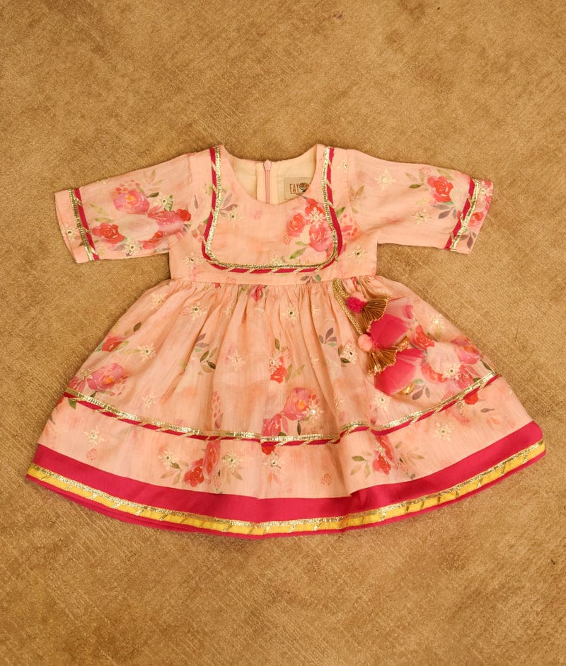 Manufactured by FAYON KIDS (Noida, U.P) Peach Printed Anarkali