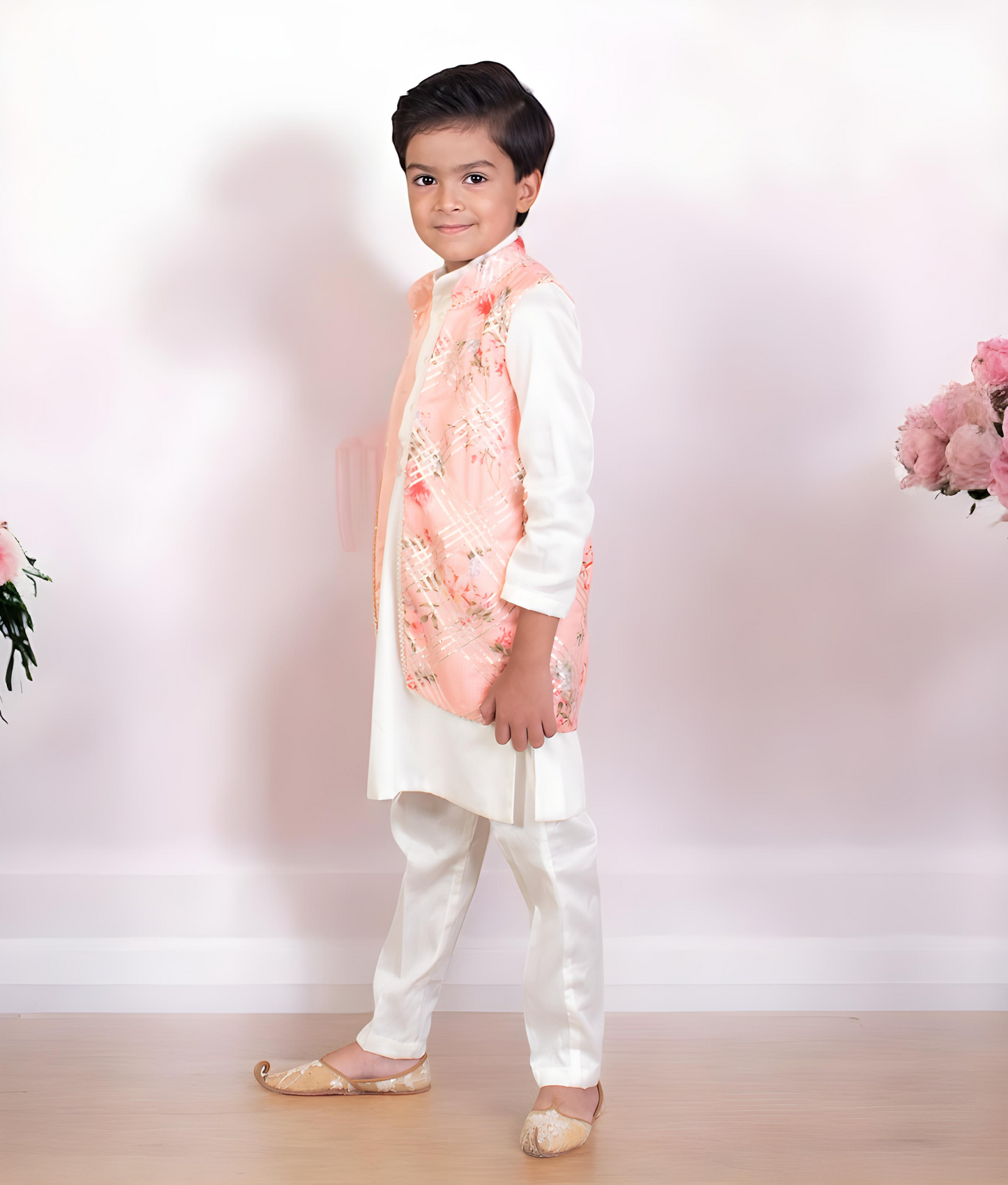 Manufactured by FAYON KIDS (Noida, U.P) Peach Printed Jacket Set for Boys