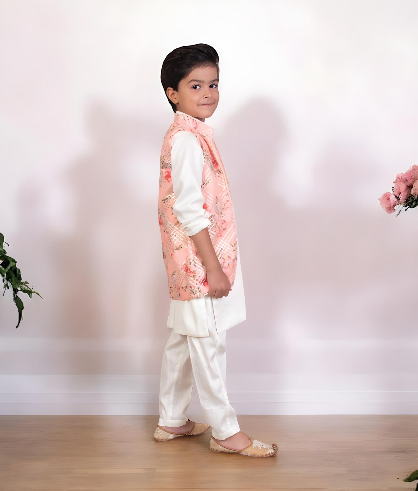 Manufactured by FAYON KIDS (Noida, U.P) Peach Printed Jacket Set for Boys