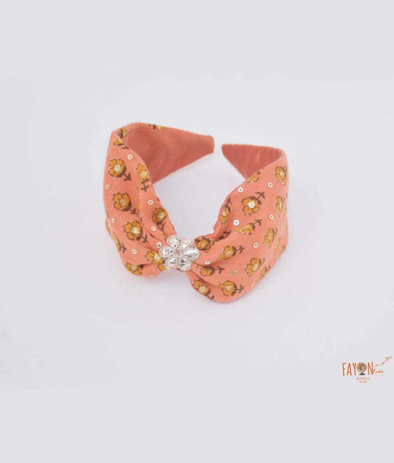 Manufactured by FAYON KIDS (Noida, U.P) Peach Printed Knotted Hair band