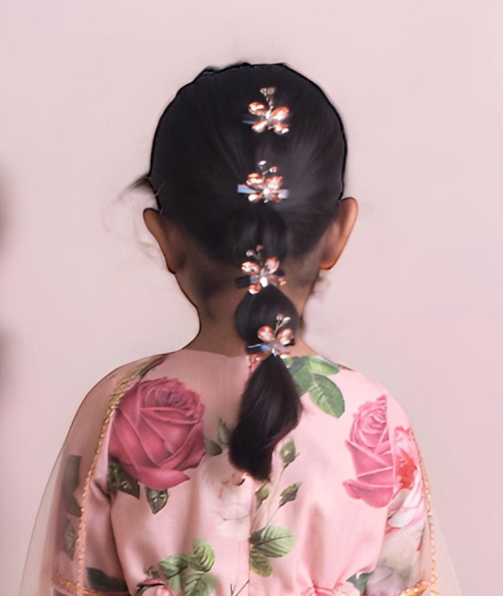 Manufactured by FAYON KIDS (Noida, U.P) Peach Stones Butterfly Hair Clip
