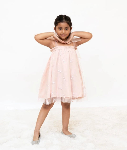 Manufactured by FAYON KIDS (Noida, U.P) Peachy Butterfly Bow Dress