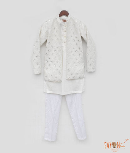 Manufactured by FAYON KIDS (Noida, U.P) Pearl Harmony: Embroidered Jacket Set for Boys