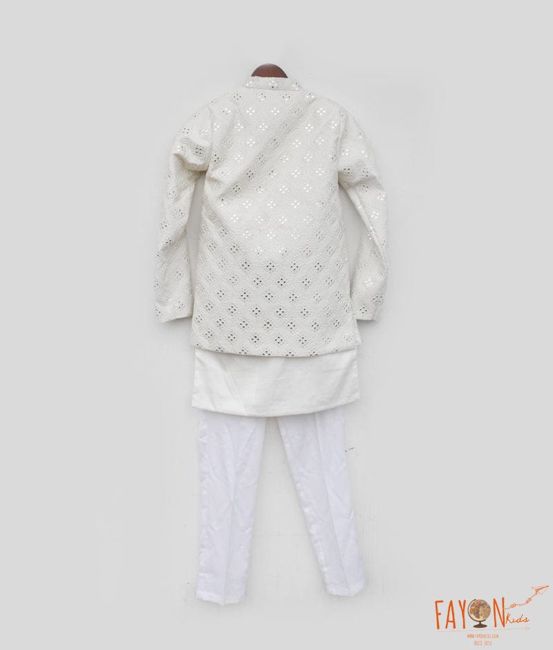 Pearl Harmony: Embroidered Jacket Set for Boys